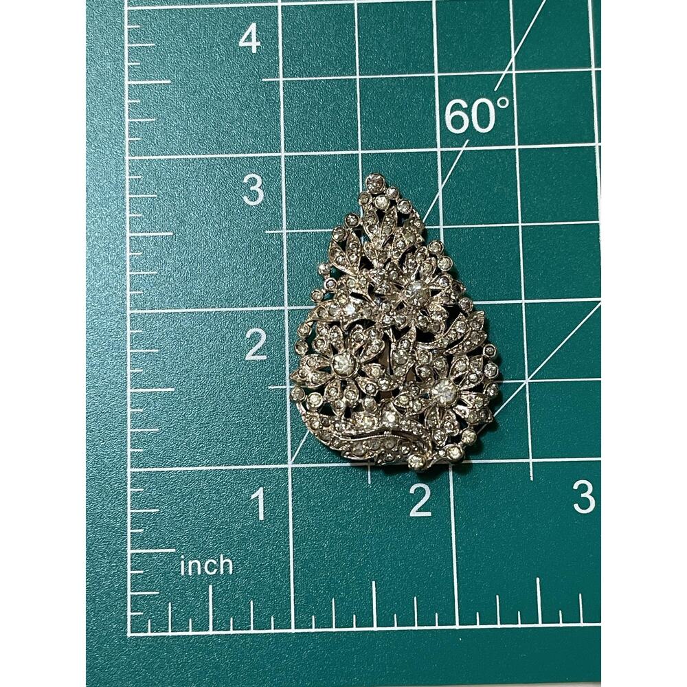Vintage Mimi Di N Art Deco Rhinestone Flower Floral Brooch Pin Dress Clip - Picture 5 of 5